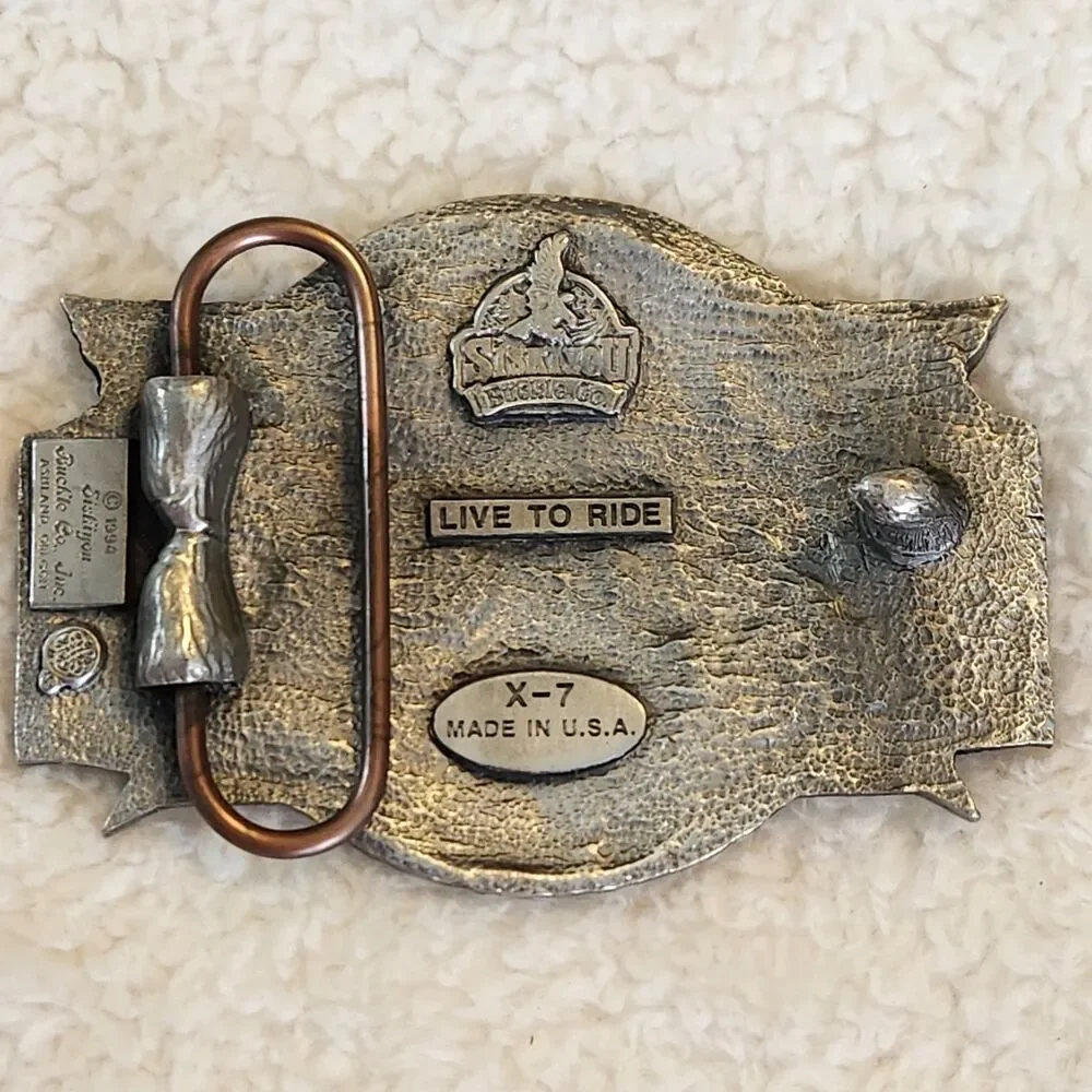1994 Siskiyou Motorcycle Belt Buckle LIVE TO RIDE - RIDE TO LIVE Winged #1 USA